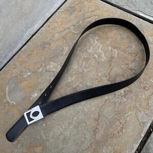 Vintage 80s Black Oil Tanned Steerhide Leather Belt